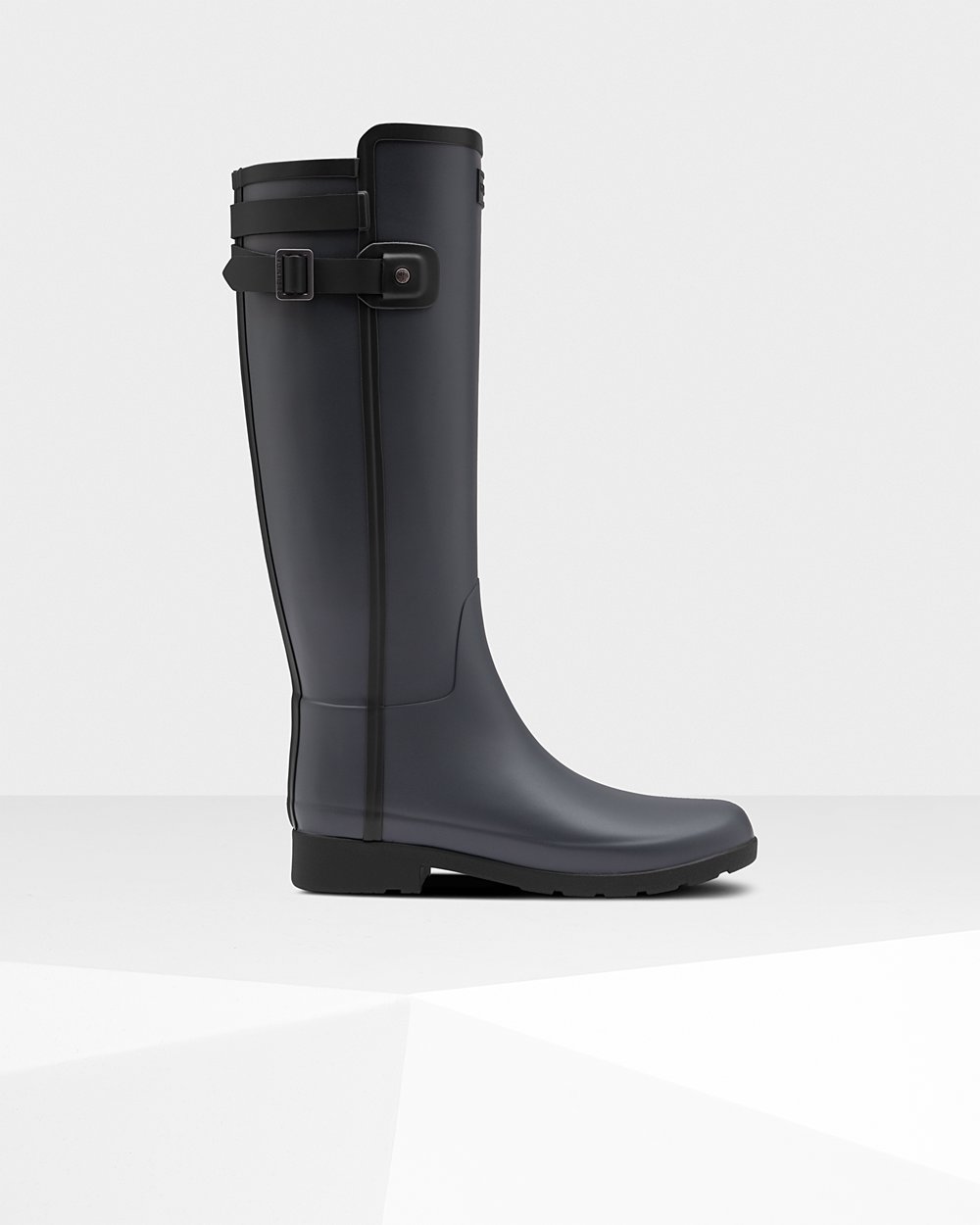 Womens Hunter Refined Slim Fit Contrast - Tall Rain Boots Black - 9304-HELTW